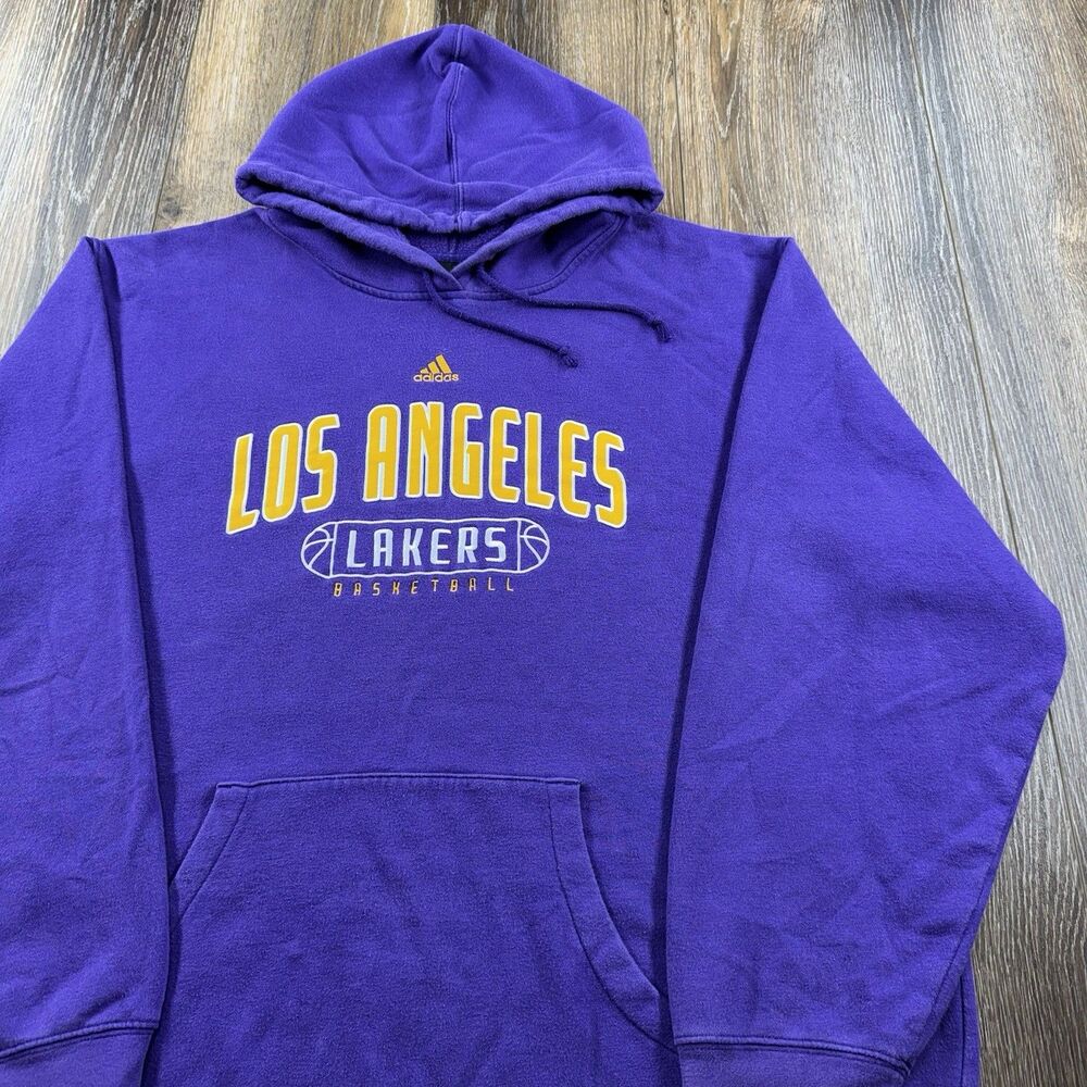 Vintage Los Angeles Lakers Hoodie Mens XXL Purple Sweatshirt NBA Basketball Y2K